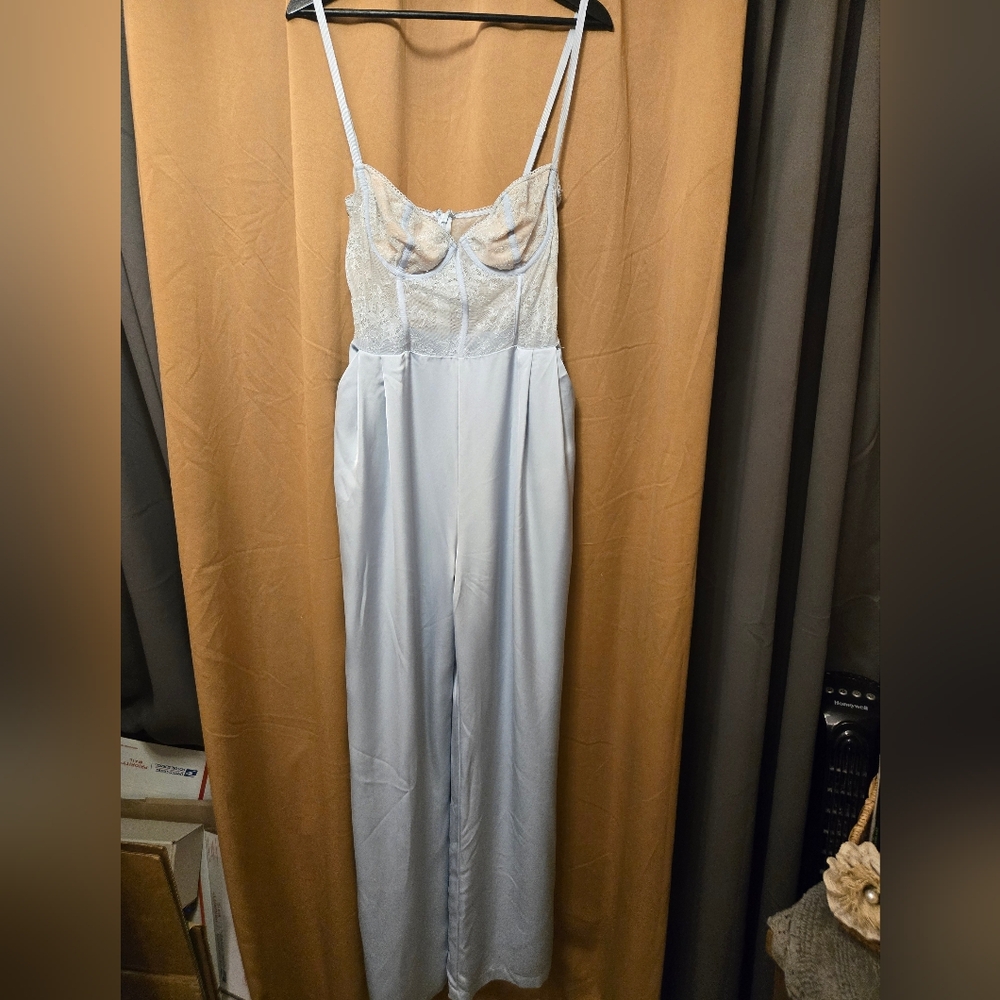 Anthropologie Katie May size large light blue Tink Lace Jumpsuit - Picture 2 of 6